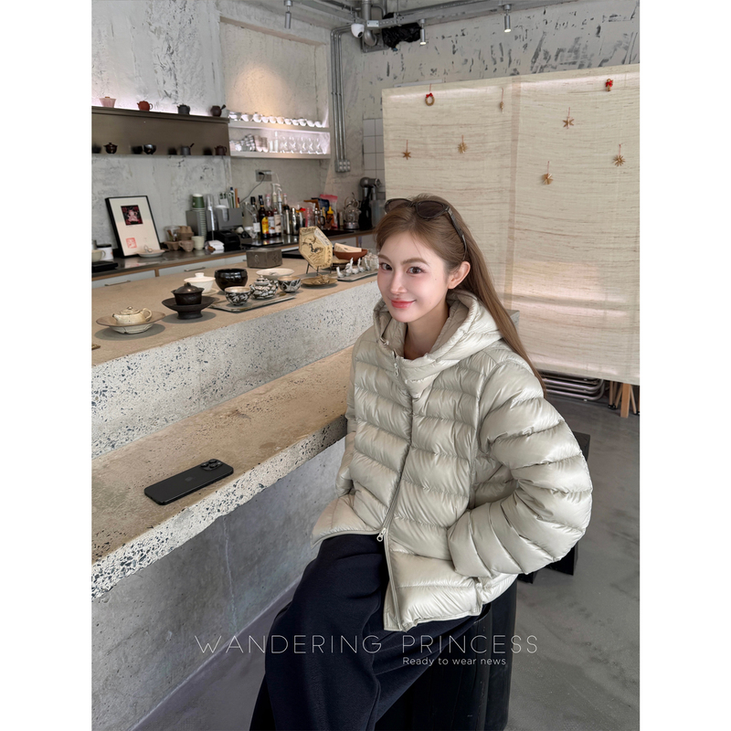 Qian Meixi Samsung 95 White Goose down 20D Anti-Pilling Hooded Puffer down Jacket Warm Winter Coat