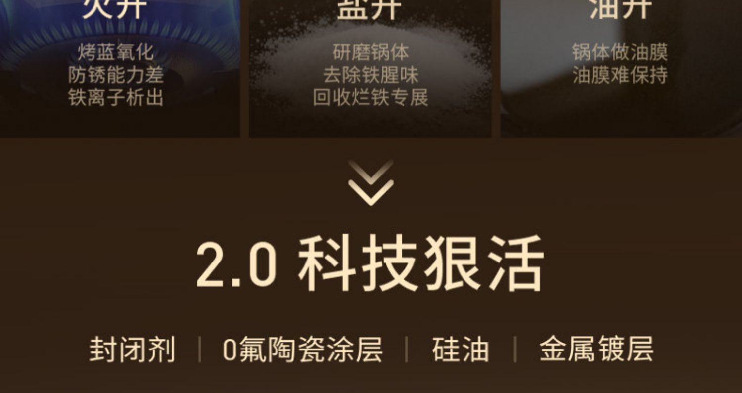 安享好物 安享A级炒锅-九阳极铁 圆底铁锅  