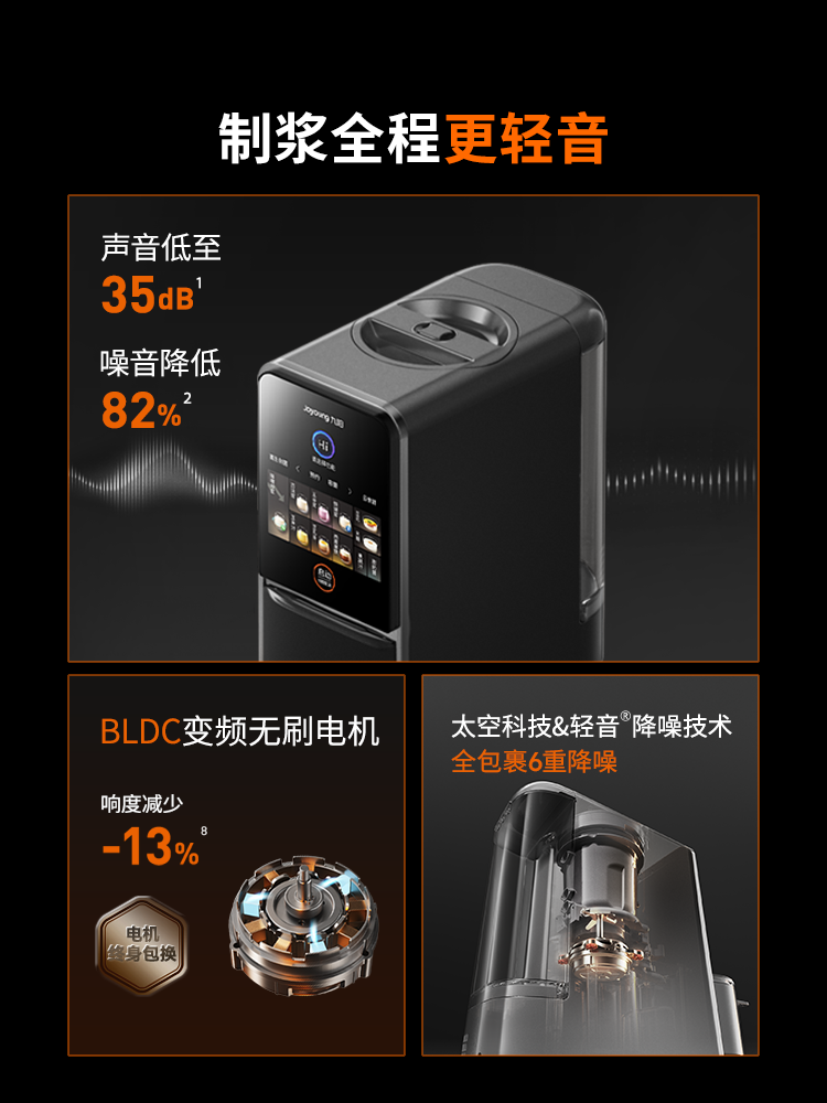 Joyoung Soy Milk Maker, No Hand Washing Required, Household Automatic Multifunctional Inverter Quiet Blending and Cooking Blender K7Pro