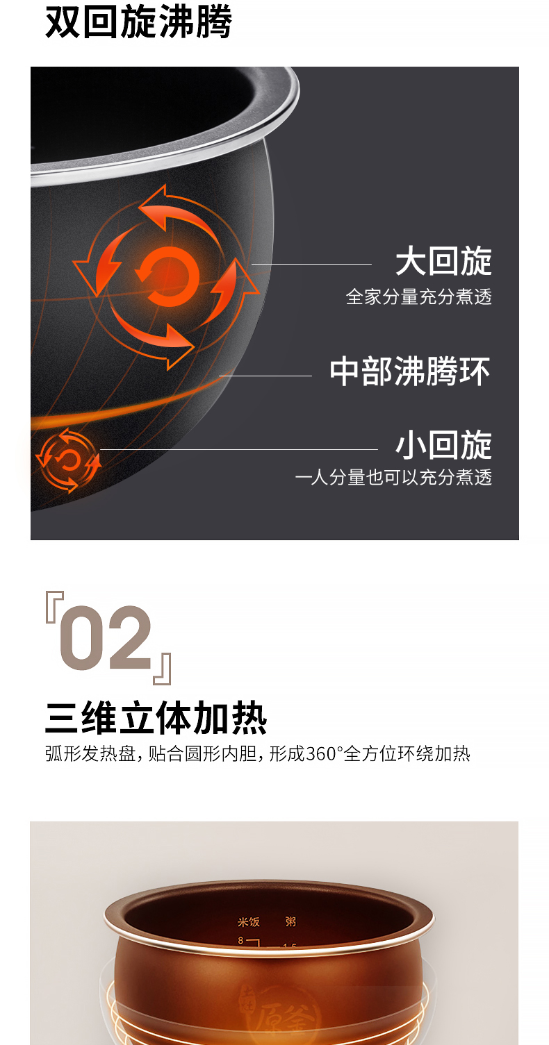 九阳 土灶原釜系列 电饭煲 4L 智能预约 含12大功能 图6
