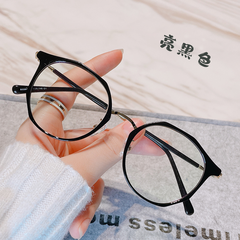 Ultra - light retro anti - blue - ray glasses frame can be equipped with lens myopia eye frame female circle - frame