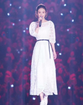sandro sfpro Zhao Liying star with lace heavy industry stitching dress white fairy skirt summer