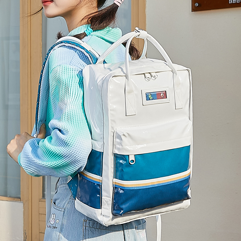 SAIKIT small fresh contrast color stitching female student schoolbag waterproof large-capacity computer backpack travel backpack