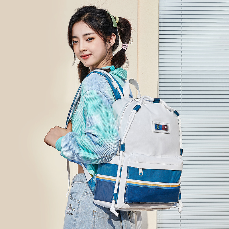 SAIKIT contrast color stitching high-value female student backpack campus small fresh school bag large-capacity computer backpack