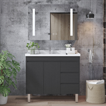 Floor-type solid wood bath cabinet modern minimalist toilet small family type washing table washout washbasin cabinet combination