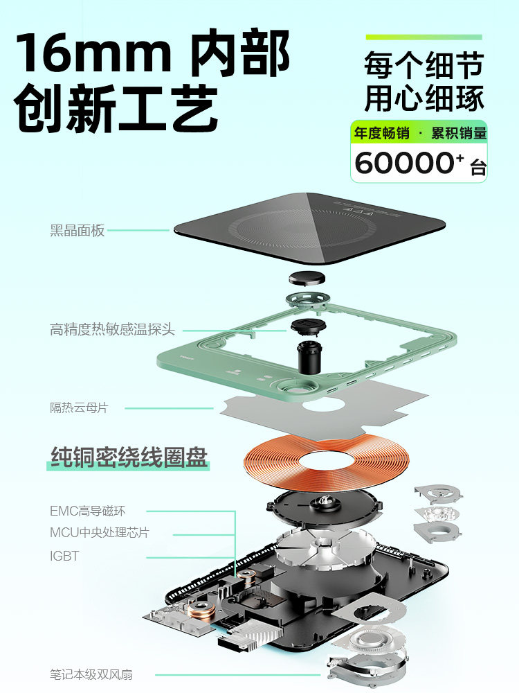 Tokit Ultra-Thin Induction Cooker 2.0 for Home Use, Energy-Saving, Small, High-Power, Special for Stir-Frying and Hot Pot, Mini New Model