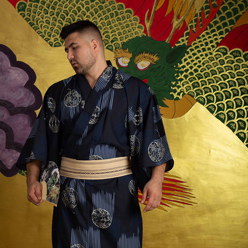 Bear-Themed Japanese Traditional Style Men's Kimono Yukata Bathrobe Pajamas for Home Wear Bear-Themed Japanese Traditional Style Men's Kimono Yukata Bathrobe Pajamas for Home Wear