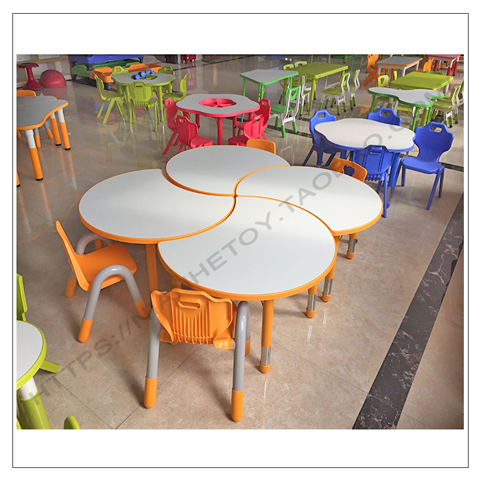 Yucai Students' table and chairs Early teaching training course Kindergarten children lifting and learning parquet-style half-moon table drawing table