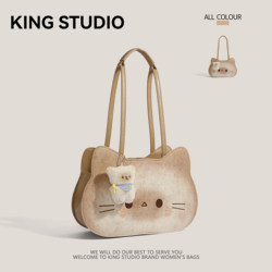 Cute Kitten Backpack 2025 New Cartoon Toast Bag Niche Design Handbag Versatile Shoulder Tote Bag