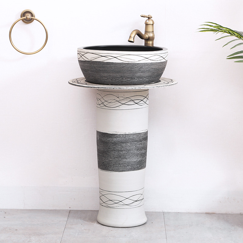 Wash Basin Upright Post Style Wash face Tao Garden Balcony Make-up Room Outdoor Integrated Floor Terrace Pool Terrace Basin Patio