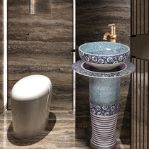 Porcelain master balcony bathroom Outdoor one-piece floor-to-ceiling wash basin Wash face Ceramic column basin basin Column garden