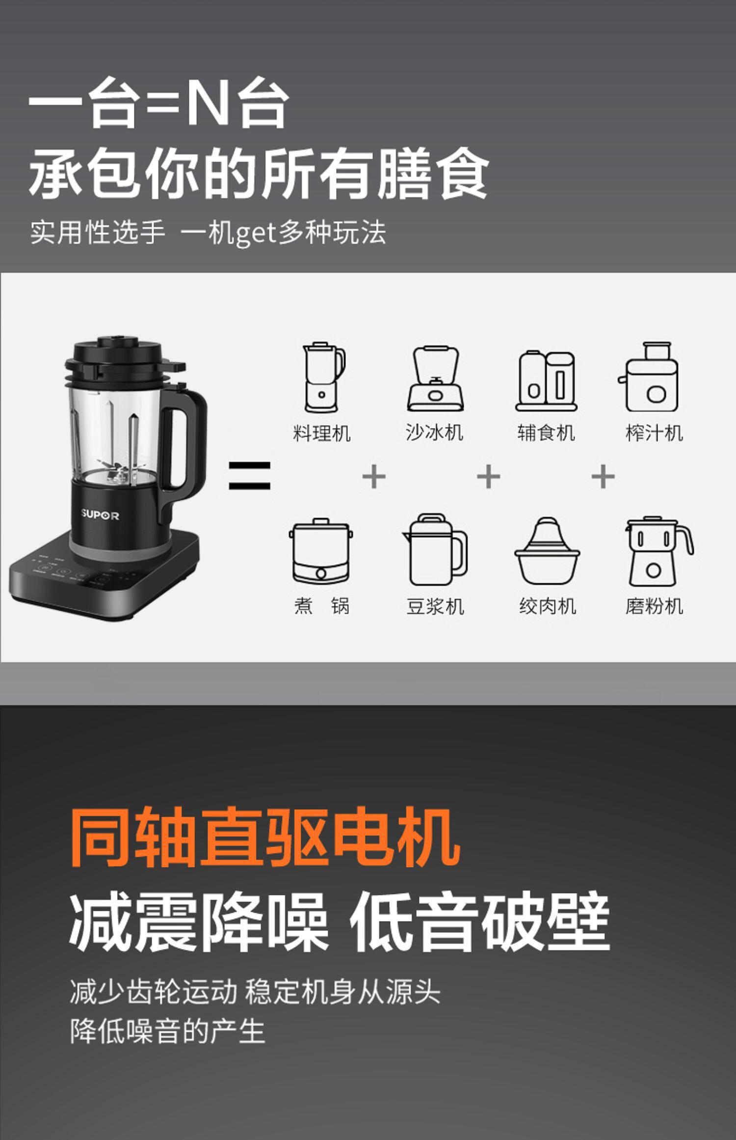 Комбайн 苏泊尔破壁机家用豆浆机多功能小型新款专用五谷杂粮全自动料理机
