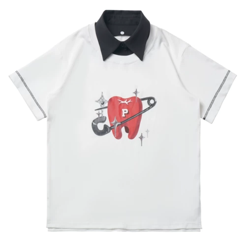 Готов к отправке [Тайный остров сказок] Цветочные кюлоты, зубчатые футболки, повседневные 𫔮костюмы для черно-белых пар