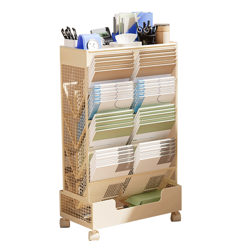 Metal hanging bookshelf movable large capacity storage tool