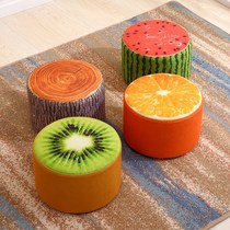 Personality kindergarten portable childrens bedroom non-slip stump stool Fabric soft Dengzi round stool stool Watermelon creativity