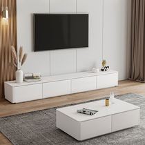 Nordic white paint TV cabinet modern minimalist small apartment living room minimalist solid wood round corner TV cabinet
