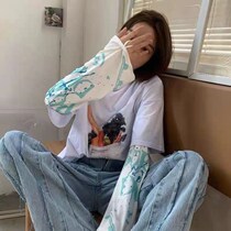 Summer Sun Protection Ice Silk Cuff Women Sports Wind Net Red Loose Ice Cuff Big Code Slim arm jacket Bike Care Arm Tide