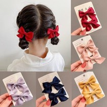 Childrens red butterfly knot hair clip 2021 mesh red new adorable haircut clip delicate female summer headwear side top clip
