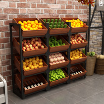 Shelf rack display cabinet fruit shop fruit shop steel wood rack vegetable shelf creative multi-layer commercial storage rack