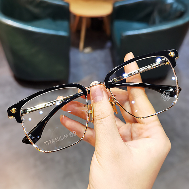 Jiandanluo Xin Business Style Unisex Trendy Half-Frame Ultra-Light Titanium Large Frame 153 Prescription Photochromic Eyeglass Frame Jiandanluo Xin Business Style Unisex Trendy Half-Frame Ultra-Light Titanium Large Frame 153 Prescription Photochromic Eyeglass Frame