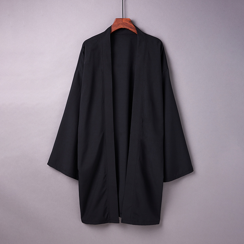 Japanese-Style Hong Kong Style Solid Color Versatile Mid-Length Trench Coat Cardigan Chinese Style Ancient Style Hanfu Sun Protection Jacket Trendy