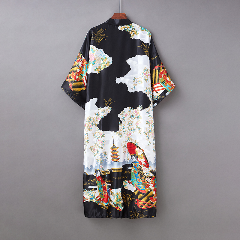 Japanese-Style Chinese Retro Mid-Length Loose Versatile Haori Kimono Summer Thin Sun Protection Jacket Air Conditioning Shirt