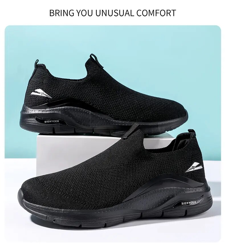 Энергичный обувь 外贸男鞋一脚蹬懒人鞋中老年春秋季网面鞋透气轻便舒适运动健步鞋 Other