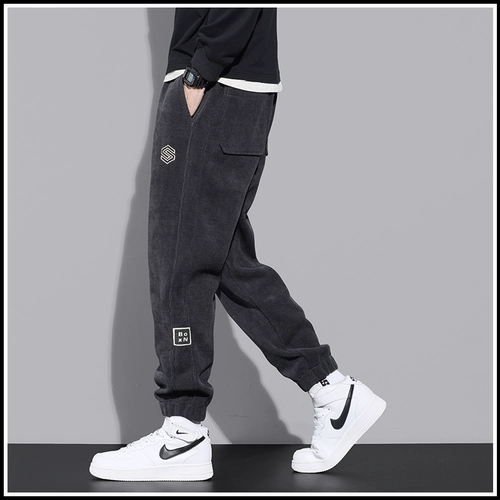 Мужские удерживающие тепло бархатные штаны для отдыха, свободный крой