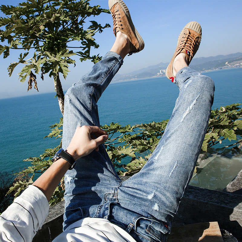 90% Jeans Male Tide Sign for Casual Little Feet Men 2022 Summer Thin Models New Trends Spring Autumn 9