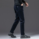 Мужские вельветовые осенние штаны, флисовый бархатный демисезонный бархат для отдыха, свободный прямой крой