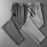 Мужские шелковые летние тонкие быстросохнущие элитные эластичные штаны для отдыха, оверсайз, свободный прямой крой