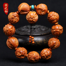 Olive stone bracelet purely hand-carved zodiac bracelet 21 large seed core glyphs playing zodiac signs for men and women handle pieces