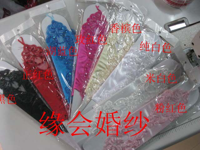 Bride gloves pink champagne lake blue rose red black rice white wedding gloves