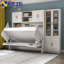 Integrated desk bookcase invisible bed combination Small apartment study folding bed multifunctional custom wall bed 8CH001