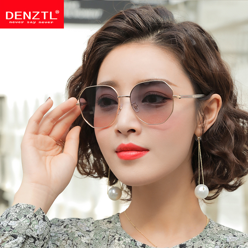 New anti-UV polarized sunglasses women's polygonal frame elegant ladies sunglasses small red book priority net red models