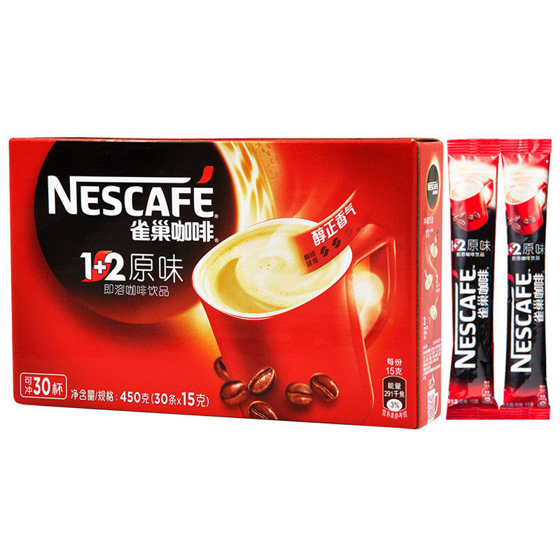 Nestlé nestle coffee 1 2 original taste coffee 450 gr 30 strips * 15g three-in-one instant coffee powder drink