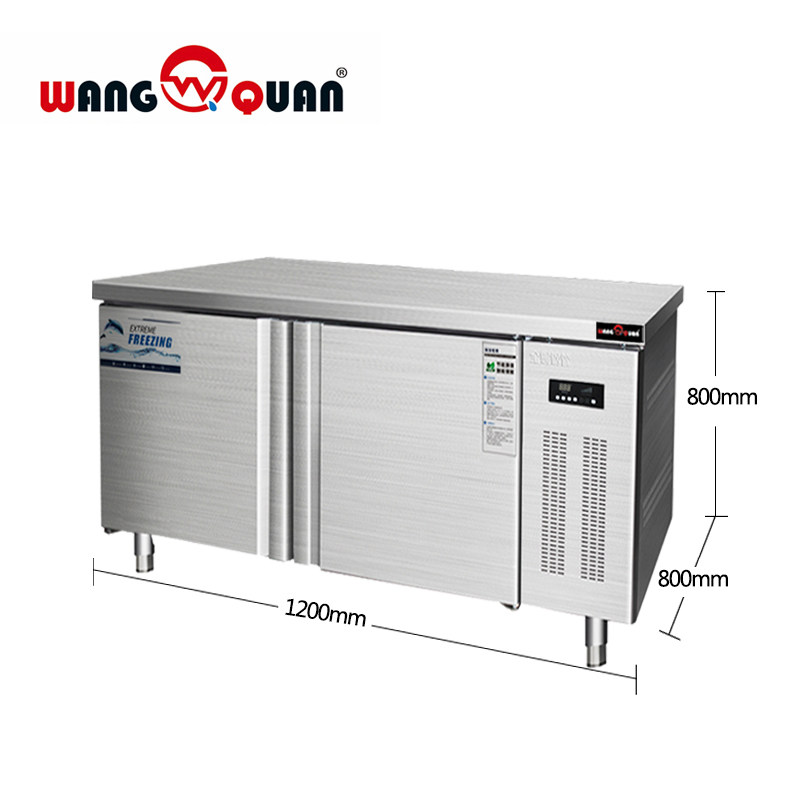 wrangquan refrigerated bench freezer commercial operation table frozen and fresh flat cold fridge