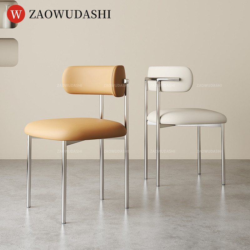 Medieval-Style Dining Chair for Home Use, Modern Minimalist Designer Dining Table and Chair Set, High-End Makeup Chair with Backrest, Cream Style