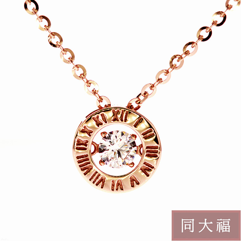 Tongdafu follow your heart series 18k gold cubic zirconia round Roman numeral pendant factory direct sales