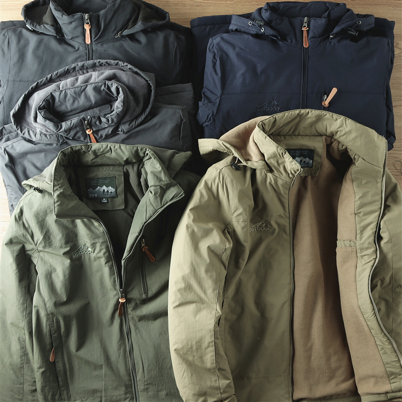 Technology That Is Three-Proof! High-Density Windproof and Waterproof! Men's Outdoor Casual Fleece-Lined and Thickened Workwear Jacket, Trendy