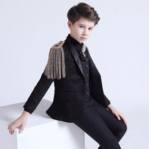Childrens suit flower boy dress suit handsome British suit three-piece set host performance show autumn