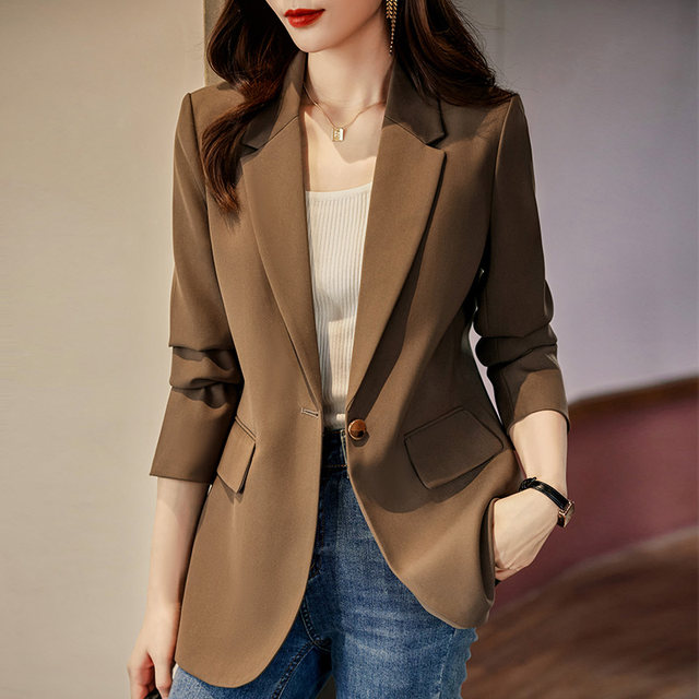 Black early autumn high-end casual suit jacket women's 2022 new style fried street loose Korean version small suit top