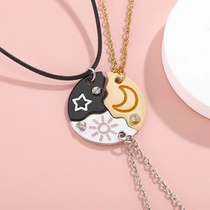 Cute Star, Moon, Sun, Best Friends, Student, Girlfriends, Diamond-Encrusted Necklace, Versatile, High-Value Friendship Token