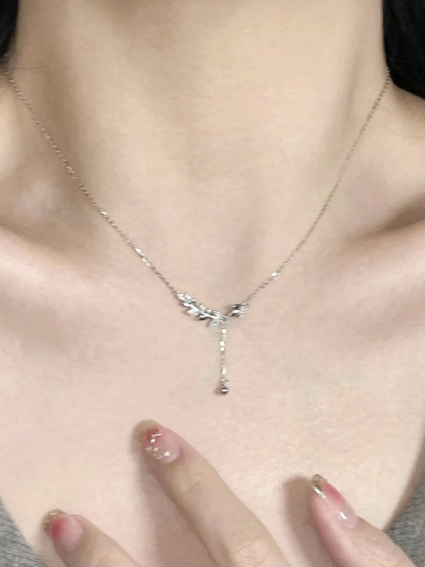 Sparkling Wheat Spike Peace Necklace for Women, Light Luxury Niche Design, High-End, Same Style as on Xiaohongshu, Valentine's Day Gift