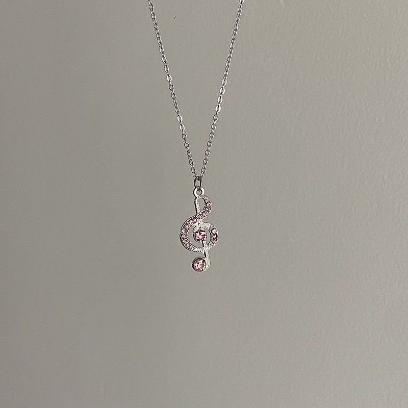 Ожерелье vintage古著 silver diamond note项链女生水钻音符简约百搭礼物