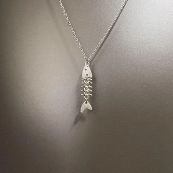 Vintage Chain Small Fish Bones Unique Fishbone Necklace European and American Style Personality Pendant Trendy