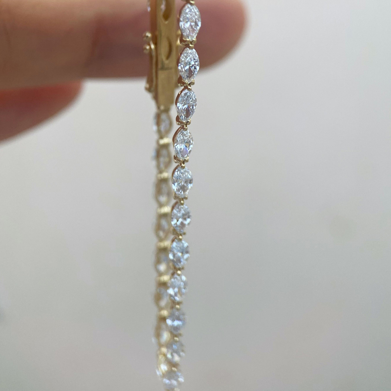 Hetao 3.5 Carat Full Diamond Lab-Grown Marquise Diamond De Color Vs-Vvs 18K Tennis Chain Bracelet Hetao 3.5 Carat Full Diamond Lab-Grown Marquise Diamond De Color Vs-Vvs 18K Tennis Chain Bracelet