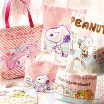 Cartoon corner creature Snoopy Melody Cotton linen small bag portable lunch bag car stroller hanging