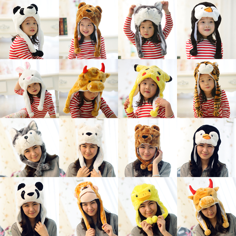 Large Grey Wolf Cartoon Animal Hat Puppy Fox Dairy Cow's Young Children Performance Headwear Performance Props Game Headgear