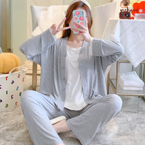 Pure cotton modal confinement suit 8 summer new trendy mother postpartum breastfeeding leave two pieces home service pajamas female 9